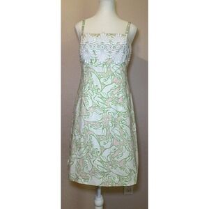 Lilly Pulitzer Shift Dress 6 Frog Lilly's Pad Green Pink White Preppy Summer